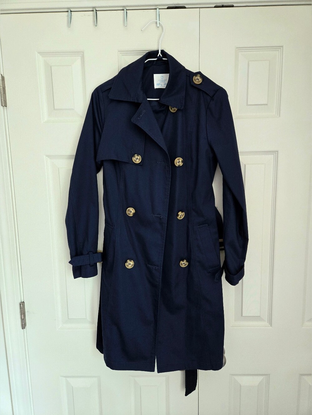 NEW Navy Belted Double Breasted Trench Coat - Picture 3 of 9